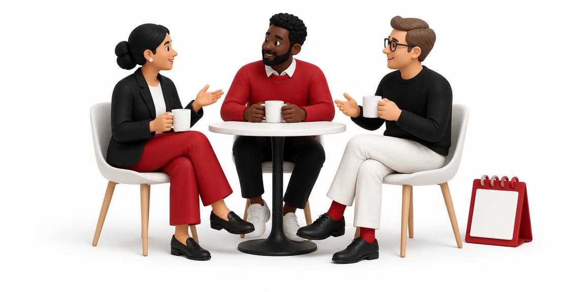 Un grupo de personas conversando alrededor de un café
